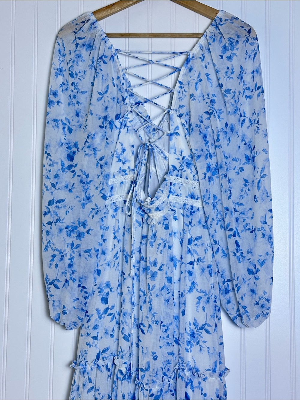 Altar'd State Billy Patchwork Floral Maxi Dress L Romantic Chiffon Boho - Picture 8 of 12